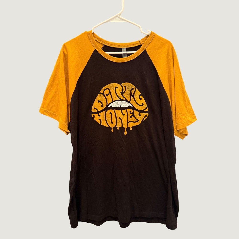 Dirty Honey Band T-Shirt Mens XXL Black Yellow Raglan Baseball Graphic Tee